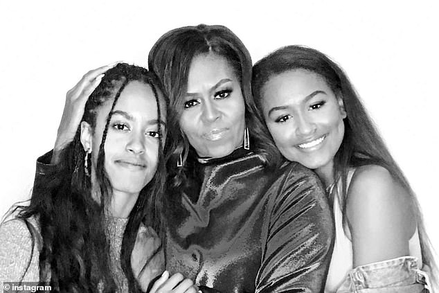 It comes after Barack, 63, took to Instagram earlier in the day to share a black-and-white snapshot of Michelle alongside their two daughters
