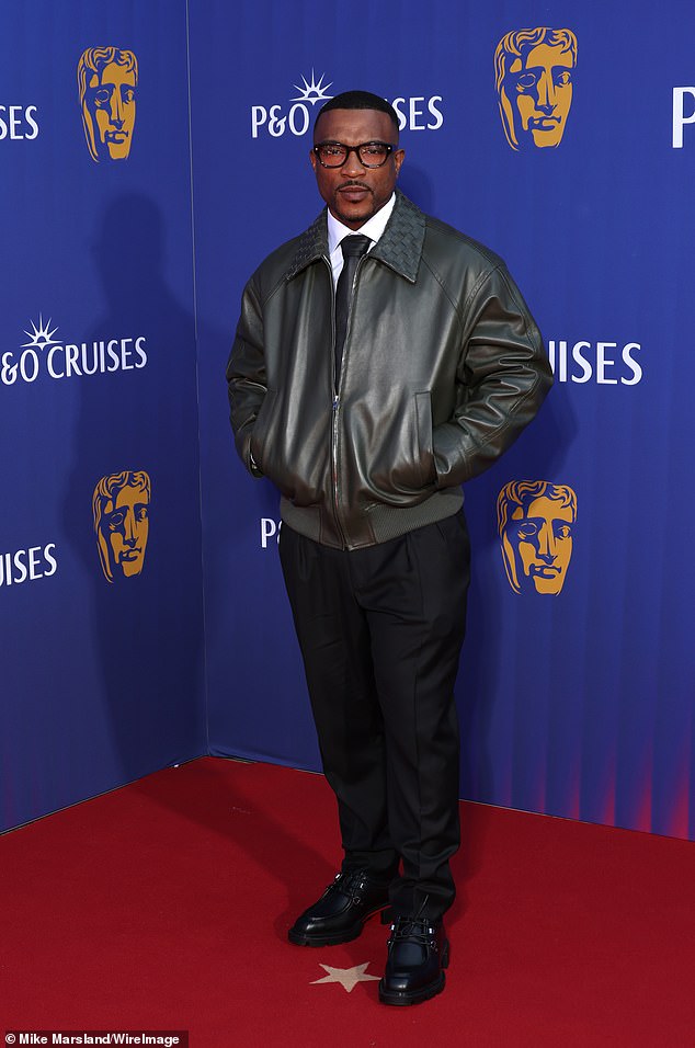 Actor Ashley, who played DI Luke Bascombe, cut a smart figure as he finished his ensemble with a crisp white shirt and a chunky black tie