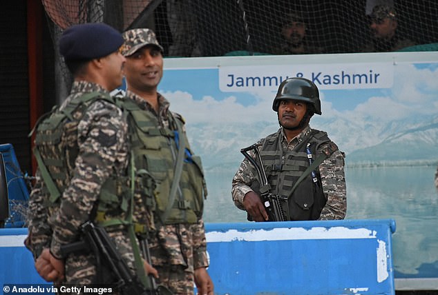 Talks have heated up further amid the clash between India and Pakistan over Kashmir. Indian Paramilitary soldiers are seen at the commercial hub in city center Lal Chowk in Srinagar, Kashmir