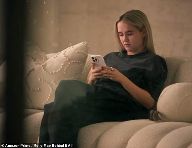 After receiving a call from her manager Fran Britton to inform her of the video, Molly was left shaking as she exclaimed 'No, oh my God,' after watching the footage