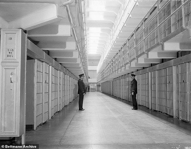 The inside of Alcatraz is seen here in August 1934