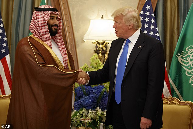 Trump (pictured with Saudi Deputy Crown Prince and Defense Minister Mohammed bin Salman) is traveling to Saudi Arabia, Qatar and United Arab Emirates this week