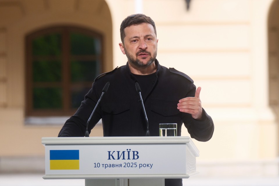Volodymyr Zelenskyy giving a press conference in Kyiv.