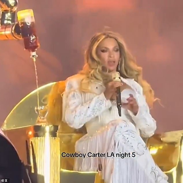 But the robot upended the bottle just an inch or two away from the drink, and instead poured the liquid all over the golden chair she was sitting in