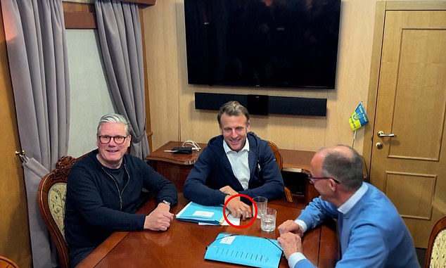 Conspiracy theorists quickly claimed that a white item Macron was seen picking up and concealing under his arm was a bag of cocaine