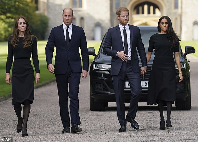 Kate, William, Harry and Meghan in Windsor in September 2022 after Queen Elizabeth II died