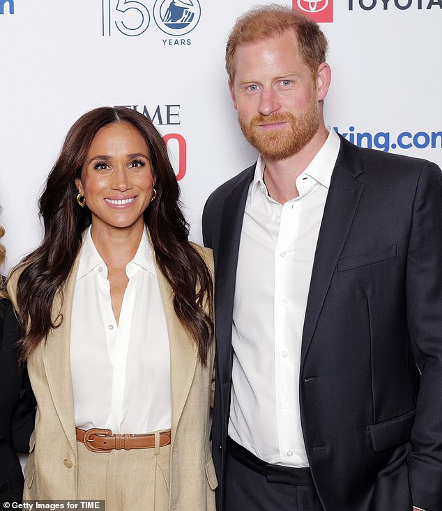 The Duke and Duchess of Sussex at the Time100 Summit in New York City on April 23, 2025