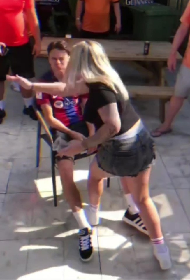 A woman slapping a man at the Wild Duck bar in Benidorm.