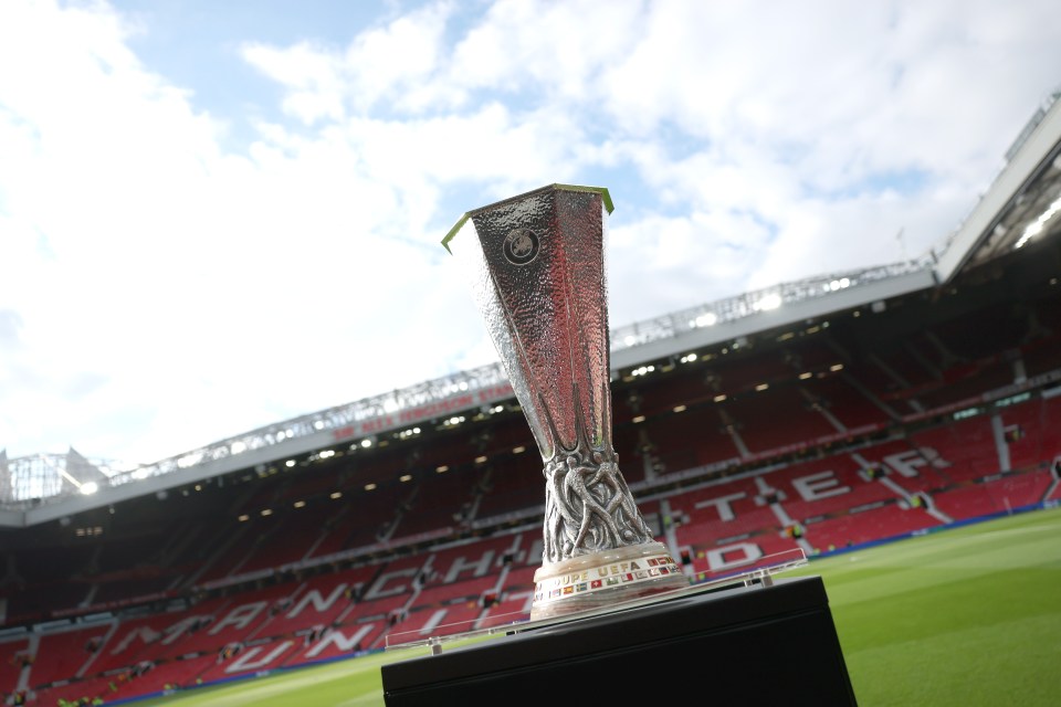 UEFA Europa League trophy at Old Trafford.