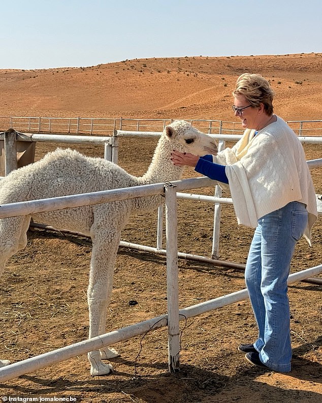 Jo said living in the Middle East has made her 'the happiest she's ever been in her life', she is pictured in Dubai