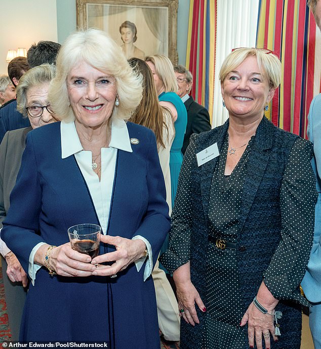 Jo with Queen Camilla hosted a reception to mark the 15th anniversary of the charity, Medical Detection Dogs