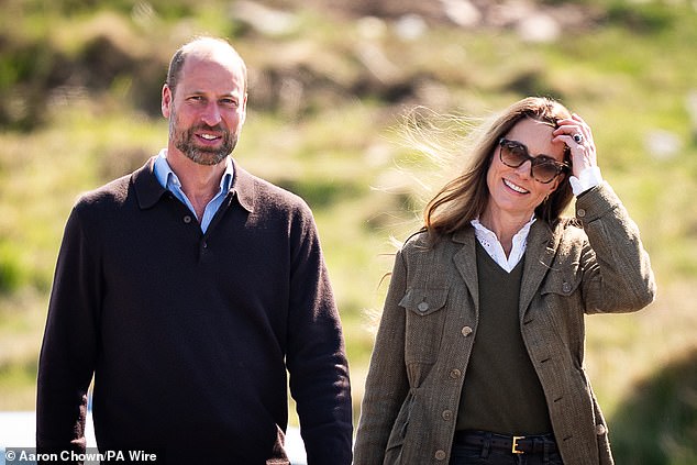 The Prince and Princess of Wales during their royal visit to the Isle of Mull on April 30, 2025