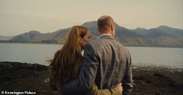 The video includes footage of Kate and Prince William on the Isle of Mull earlier this month