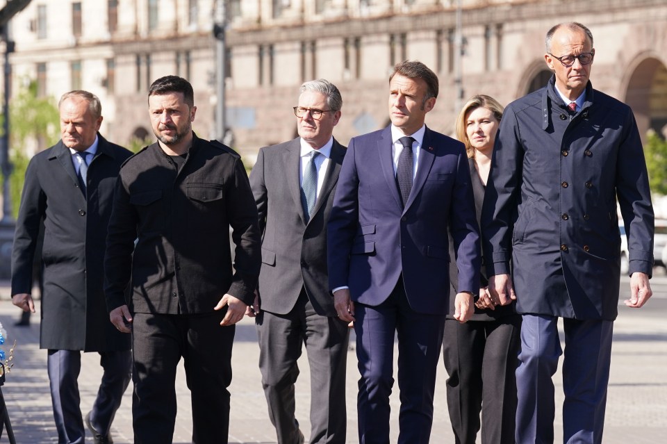 European leaders walking in Kyiv.