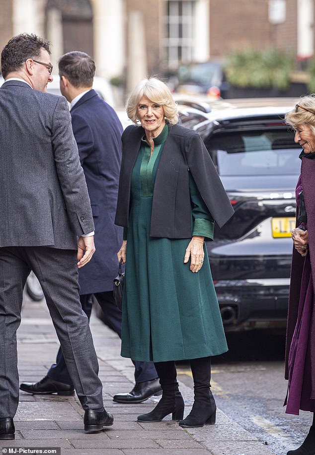 Queen Camilla at a Christmas lunch in December 2022. Clarkson was a guest at the event just days before his notorious column about Meghan Markle was released
