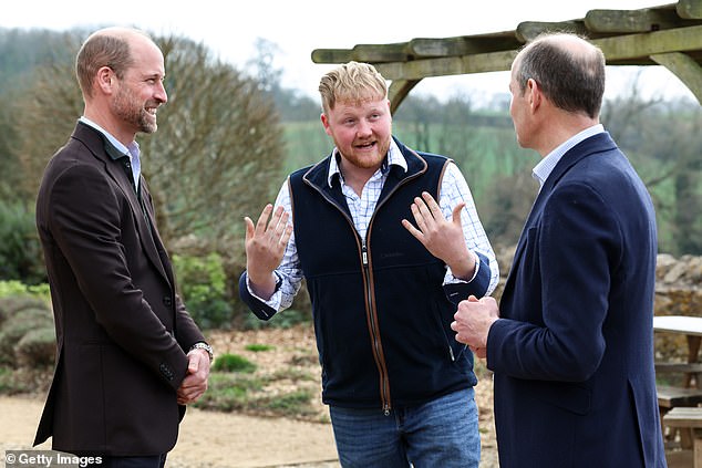 Prince William with Clarkson's Farm stars Kaleb Cooper and Charlie Ireland earlier this year. It has been announced that the Prince of Wales will appear in an upcoming episode of the series.