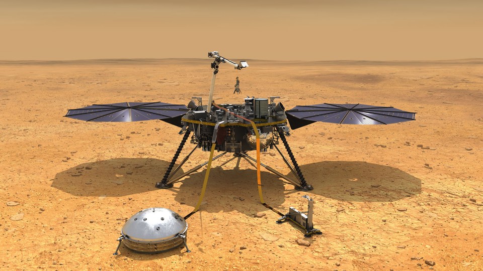 Illustration of InSight lander on Mars.