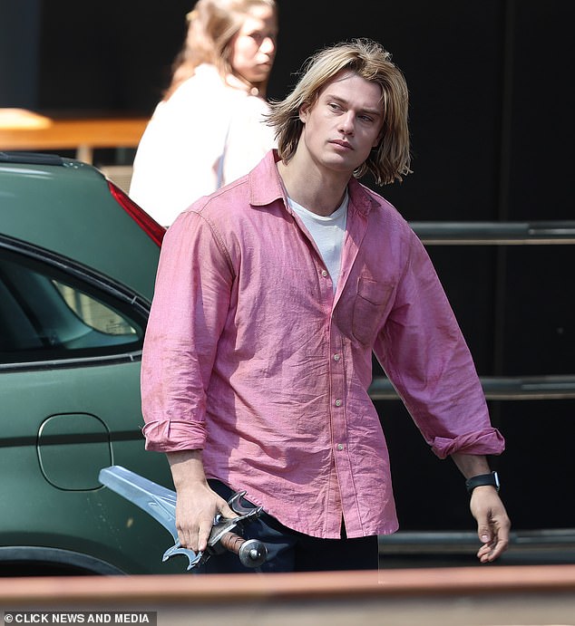 For the hotly-anticipated He-Man movie, she was captured filming various action sequences alongside lead star Nicholas Galitzine (pictured) who stars as Prince Adam/He-Man
