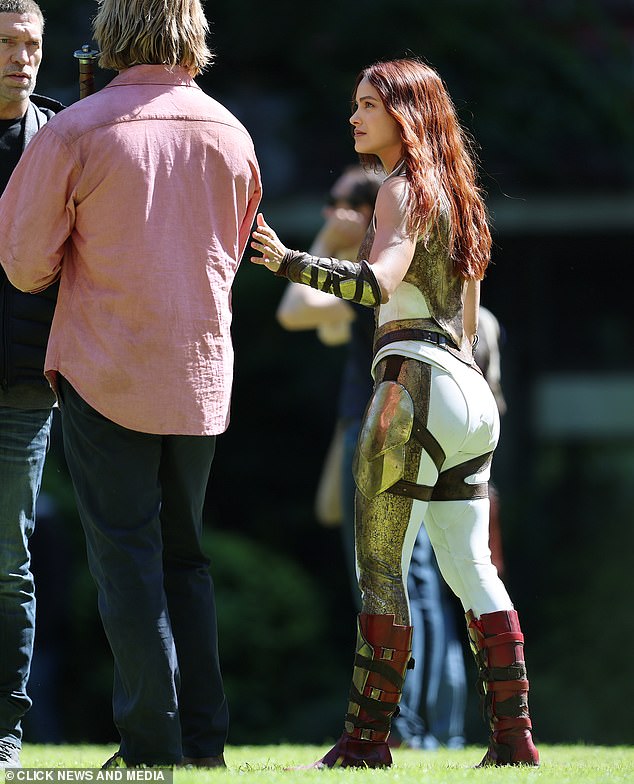 The actress rocked vibrant red hair, which she recently debuted on her Instagram, ditching her trademark raven locks for the occasion