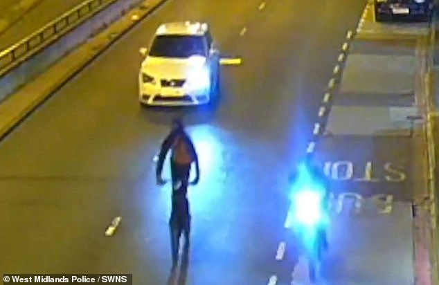 CCTV captures the Seat Leon driven by Abdirahman Ibrahim pursuing the e-bikes.