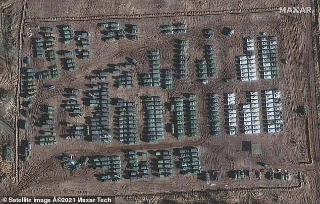 Satellite images from 2021 appear to show the presence of a large ground forces deployment on the northern edge of the town of Yelnya, in Russia, near the Ukrainian border