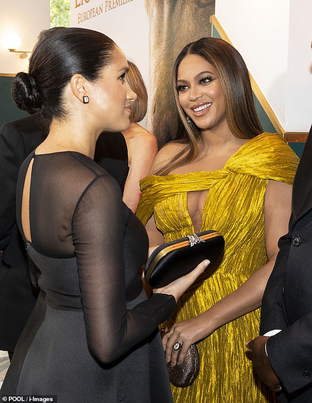 Meghan and Beyone at the London premiere of The Lion King in 2019