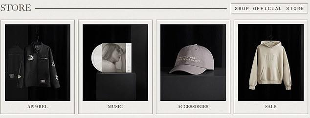 On the page it was spelled out 'Apparel, music, accessories and sale' as it shows small pictures of clothing and accessories. That spells AMAs