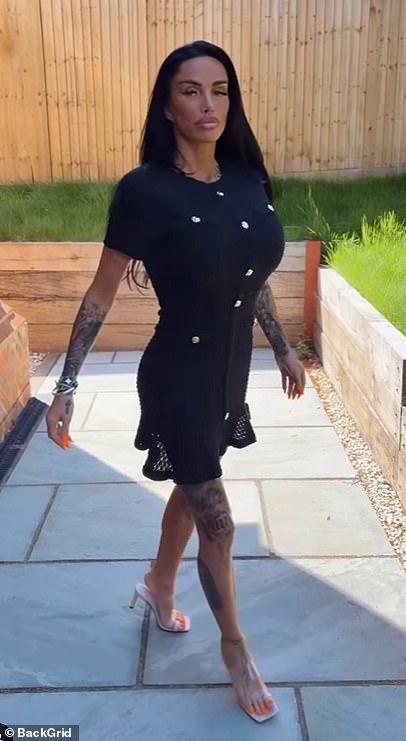 The former glamour model, 46, took to Instagram on Sunday as she posted a video of her strutting around her garden in the sunshine