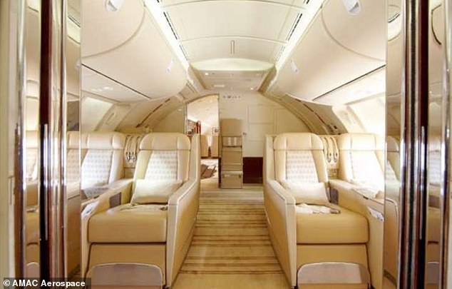 Usually, a commercial 747 can carry up to 467 passengers, but this private plane for VIPs carries less than a quarter of that number