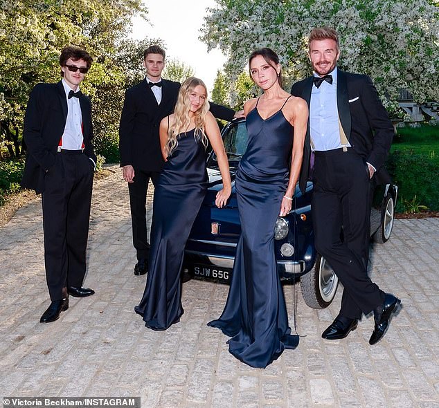 Brooklyn and Nicola were absent from all of David's parties including a family bash at their Cotswolds mansion (pictured on the night)