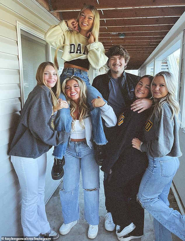 He is accused of fatally stabbing University of Idaho students Kaylee Goncalves, 21; Madison Mogen, 21; Xana Kernodle, 20; and Ethan Chapin , 20, inside their off-campus house. Roommates Dylan Mortensen and Bethany Funke (on either end) were not killed in the attack