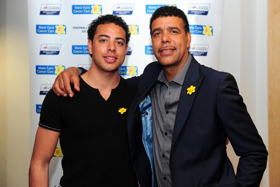 Chris Kamara and his son Jack Kamara at a Marie Curie Cancer Care event.