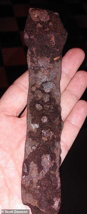 A metal piece of chest found on Hatteras