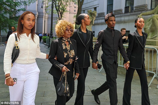 Janice Combs, mother of Sean Combs, and other family members leave on the first day in the trial of Sean "Diddy" Combs on sex trafficking and racketeering conspiracy charges at U.S. court in Manhattan, in New York City, U.S., May 12, 2025