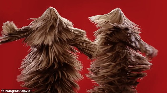 In the clip, the actress is sharing her thoughts on a new ad that has been put together by the team, but is left terrified by the enormous hair-covered creatures that feature