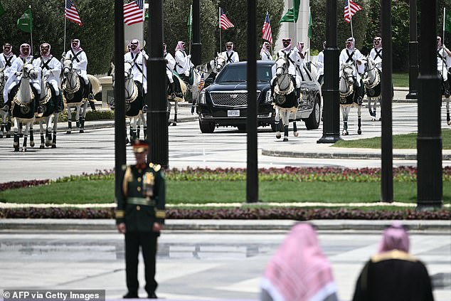 The Beast was escorted by men on horse back