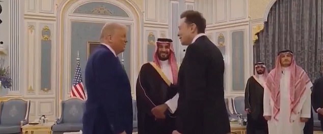 President Donald Trump introduces Elon Musk to Saudi Crown Prince Mohammed bin Salman Al Saud