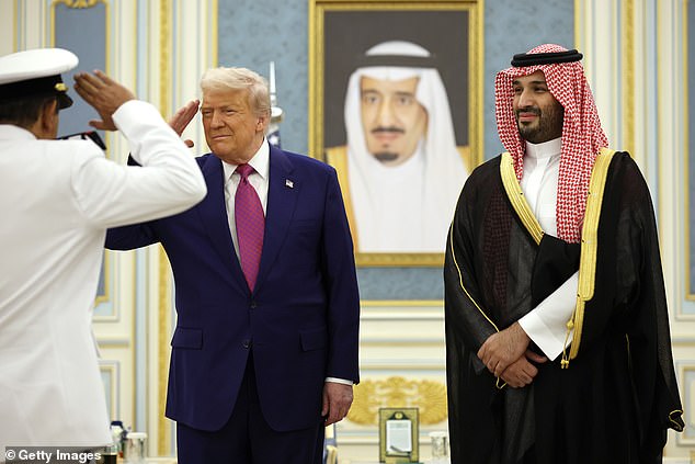 President Donald Trump salutes during welcome ceremony