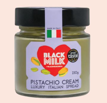 Jar of Black Milk pistachio cream.