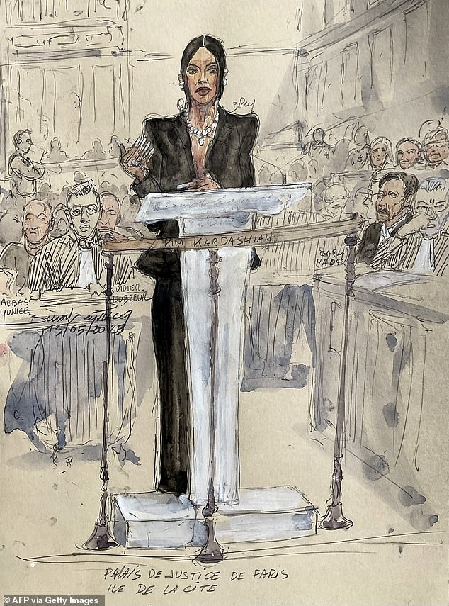 The images were a far cry from Kim's typical appearance as she took to the stand in the trial