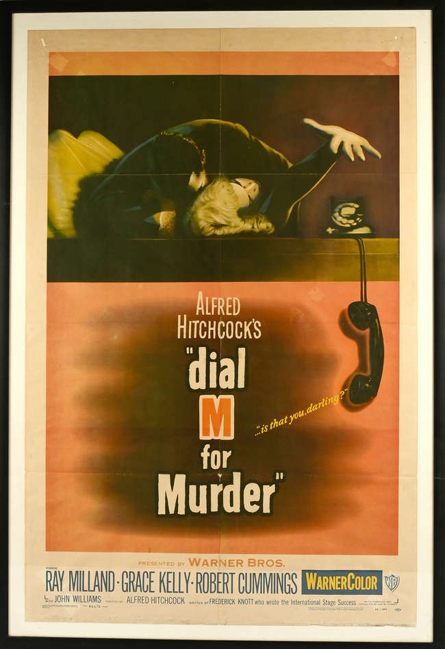 Poster for Alfred Hitchcock's Dial M for Murder, starring Ray Milland and Grace Kelly.