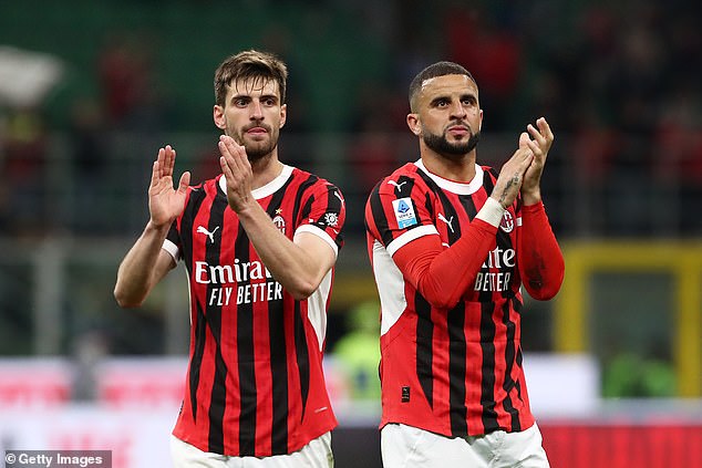 Walker moved to AC Milan on loan in January and has featured 12 times in all competitions