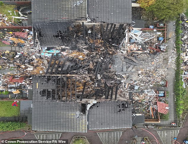A Crown Prosecution Service photo of the explosion aftermath, which was shown to the jury