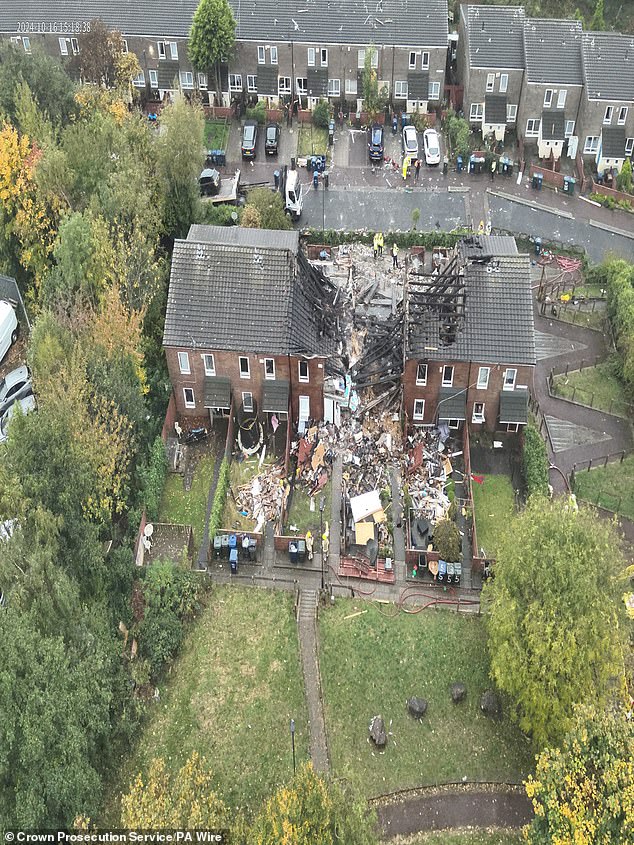 A Crown Prosecution Service photo of the explosion aftermath, which was shown to the jury