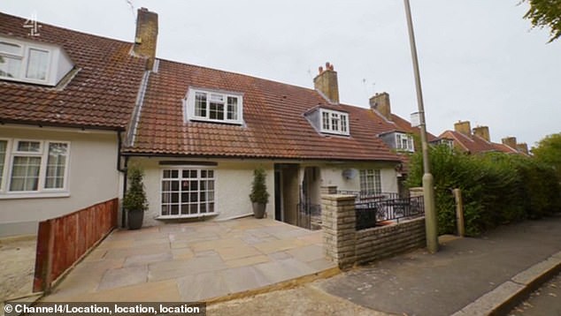 The couple described one of the bedrooms in the cottage in Putney as a 'perfectly fine size' with 'average storage' before saying another was 'really really small.' Pictured, the exterior