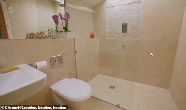 While there was only one bathroom rather than their ideal two, there was space to make amends in time. Pictured, the one bathroom