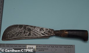 Machete found at Christopher Ringrose's house