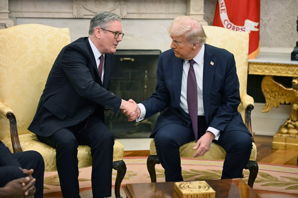 Keir Starmer and Donald Trump shaking hands in the Oval Office.