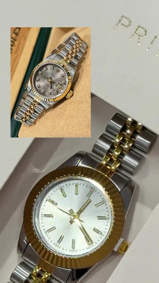 Collage of two watches; one is a Rolex-style watch.