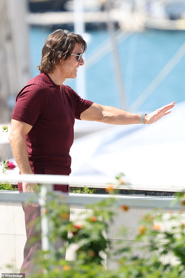 Tom happily waved at fans as he kickstarted his big day at the festival
